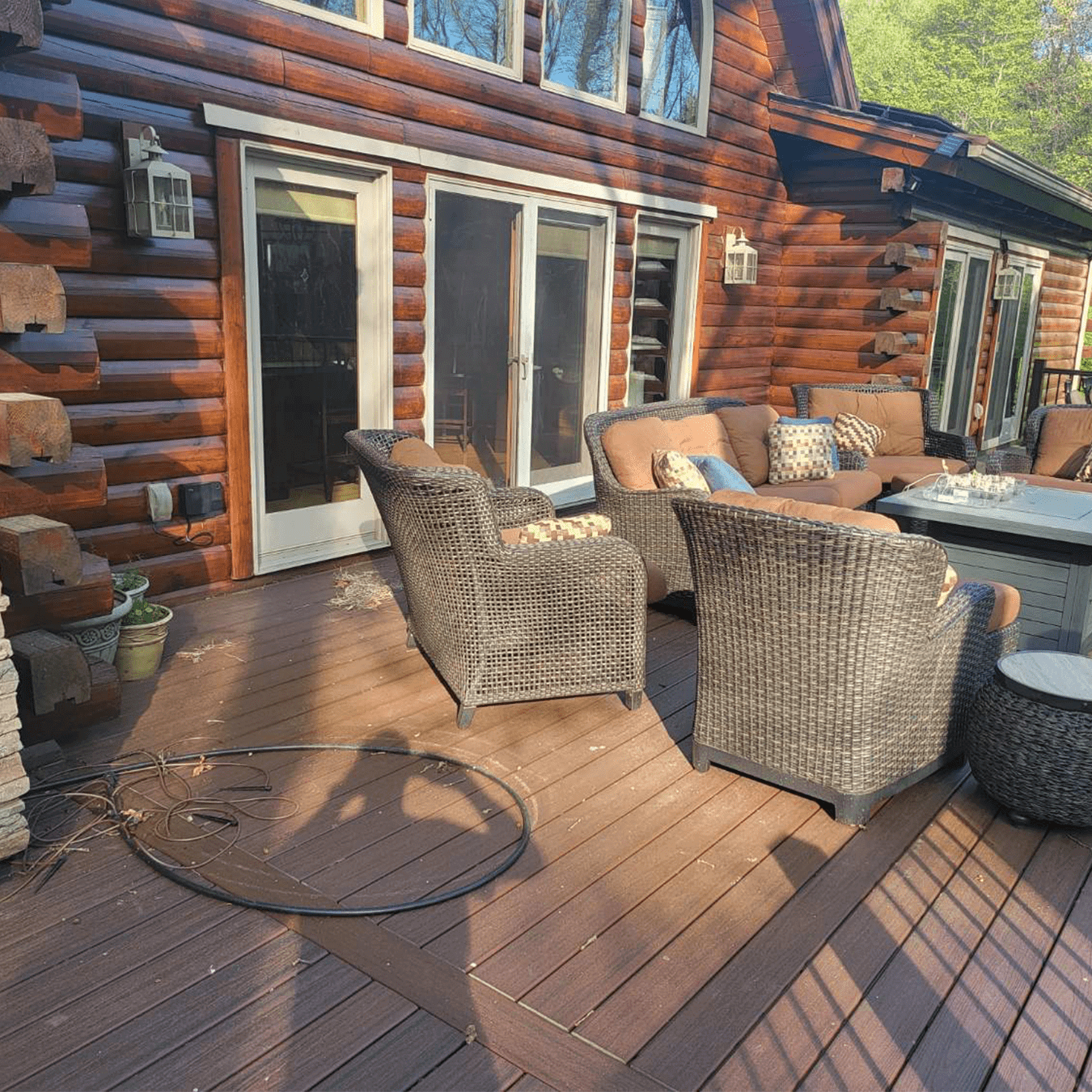 backyard deck before pergola installation in Holly Michigan