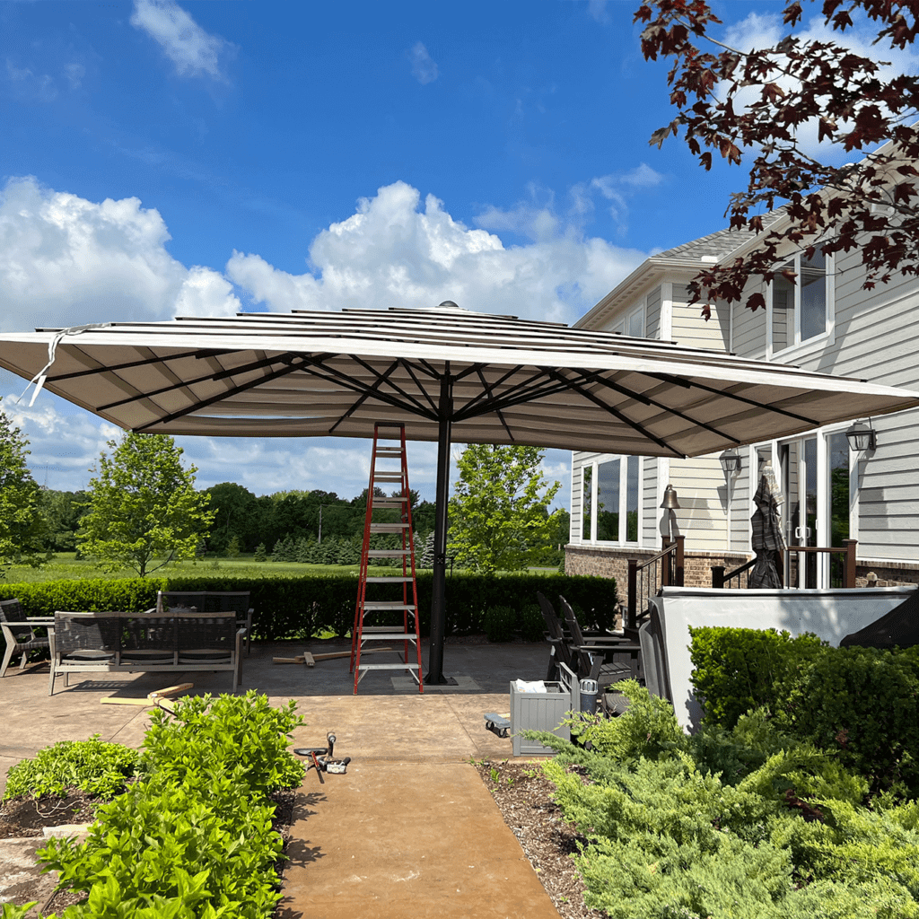 backyard before pergola and deck installation in Ann Arbor Michigan