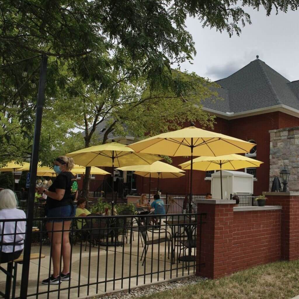 brewery patio before pergola installation in Saline Michigan