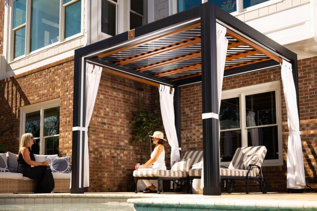 StruXure Cabana X Pergola with curtains
