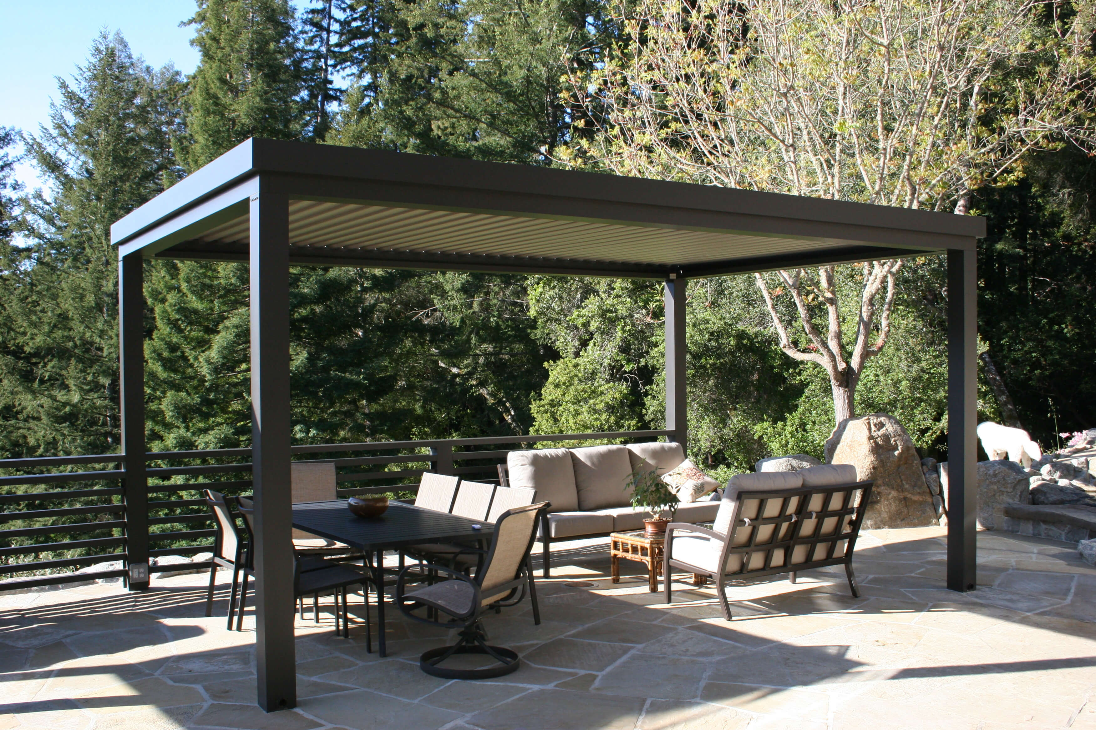 StruXure louvered pergola in residential backyard
