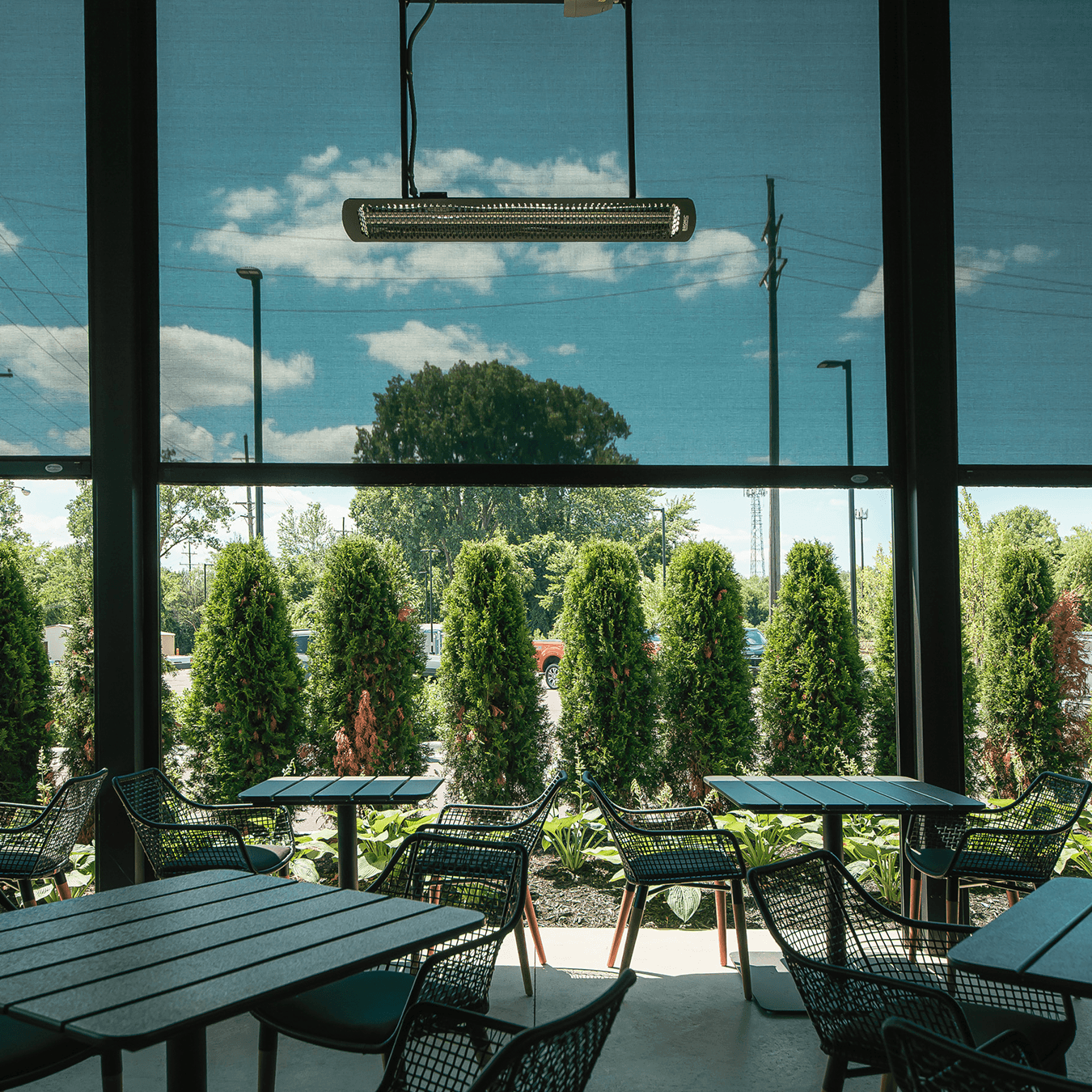 StruXure pergola at Chicane restaurant Plymouth Michigan