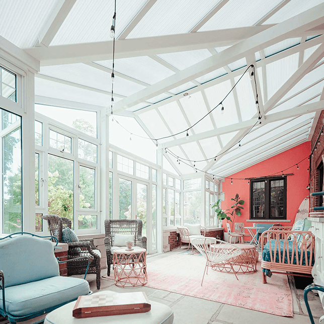 glass sunroom roof replacement project