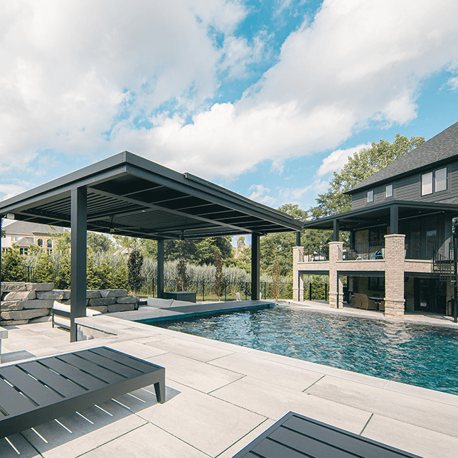 multi-zone backyard outdoor living project in Shelby Township Michigan
