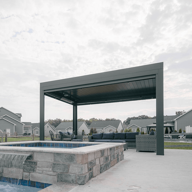 pergola structure providing full shade and protection in backyard