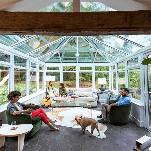 energy efficient glass conservatory designed for year-round use