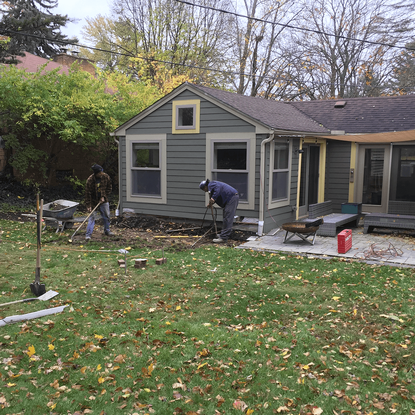 backyard exterior of Ann Arbor home before glass conservatory addition