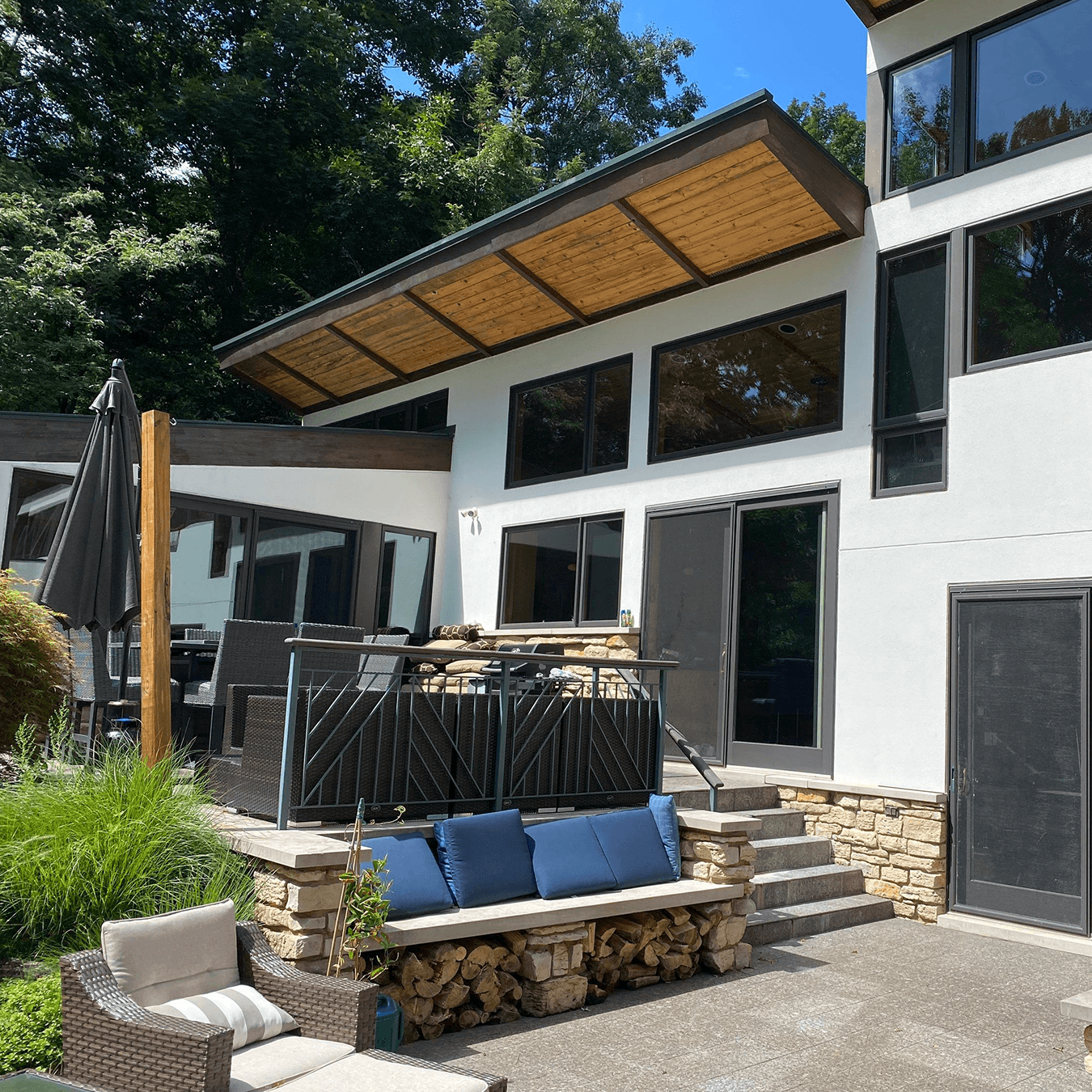 Before a StruXure pergola installation at a modern home in Clarkston, Michigan