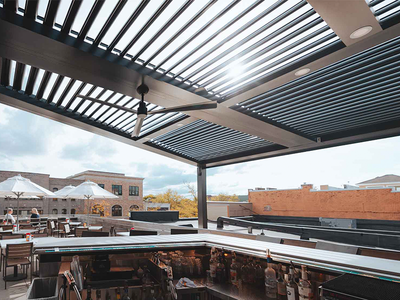rooftop pergola at the exchange in downtown northville