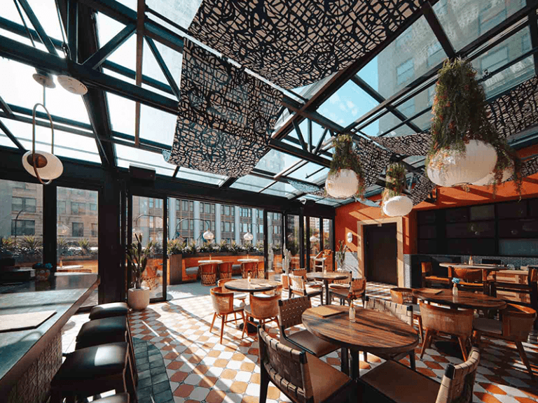 glass roof restaurant downtown Detroit Gillys