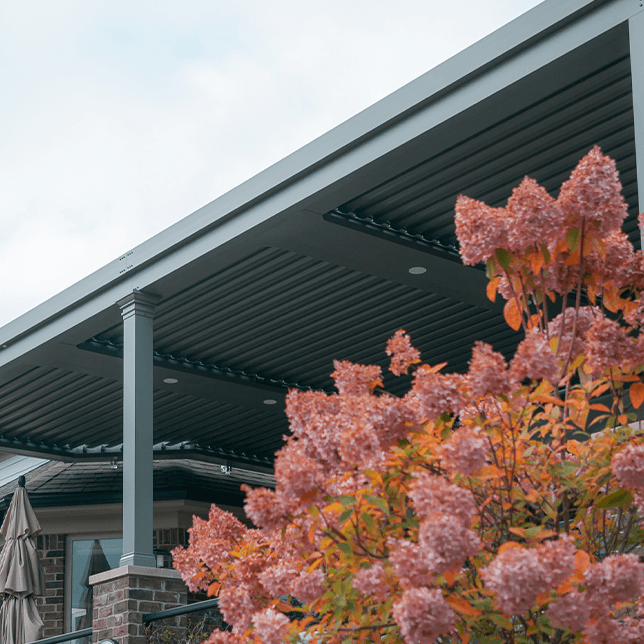 three zone StruXure pergola system elevated deck installation