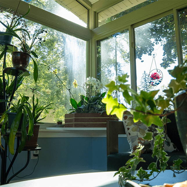LivingSpace sunroom addition in Milford Michigan with cathedral ceiling