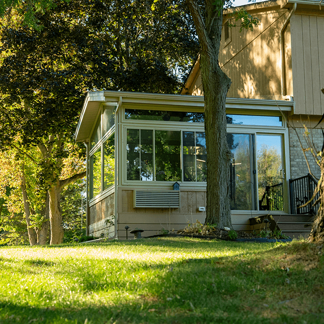 LivingSpace sunroom addition in Milford Michigan with cathedral ceiling